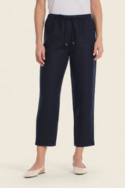 Leinenhose mit elastischem Bund und Kordel
