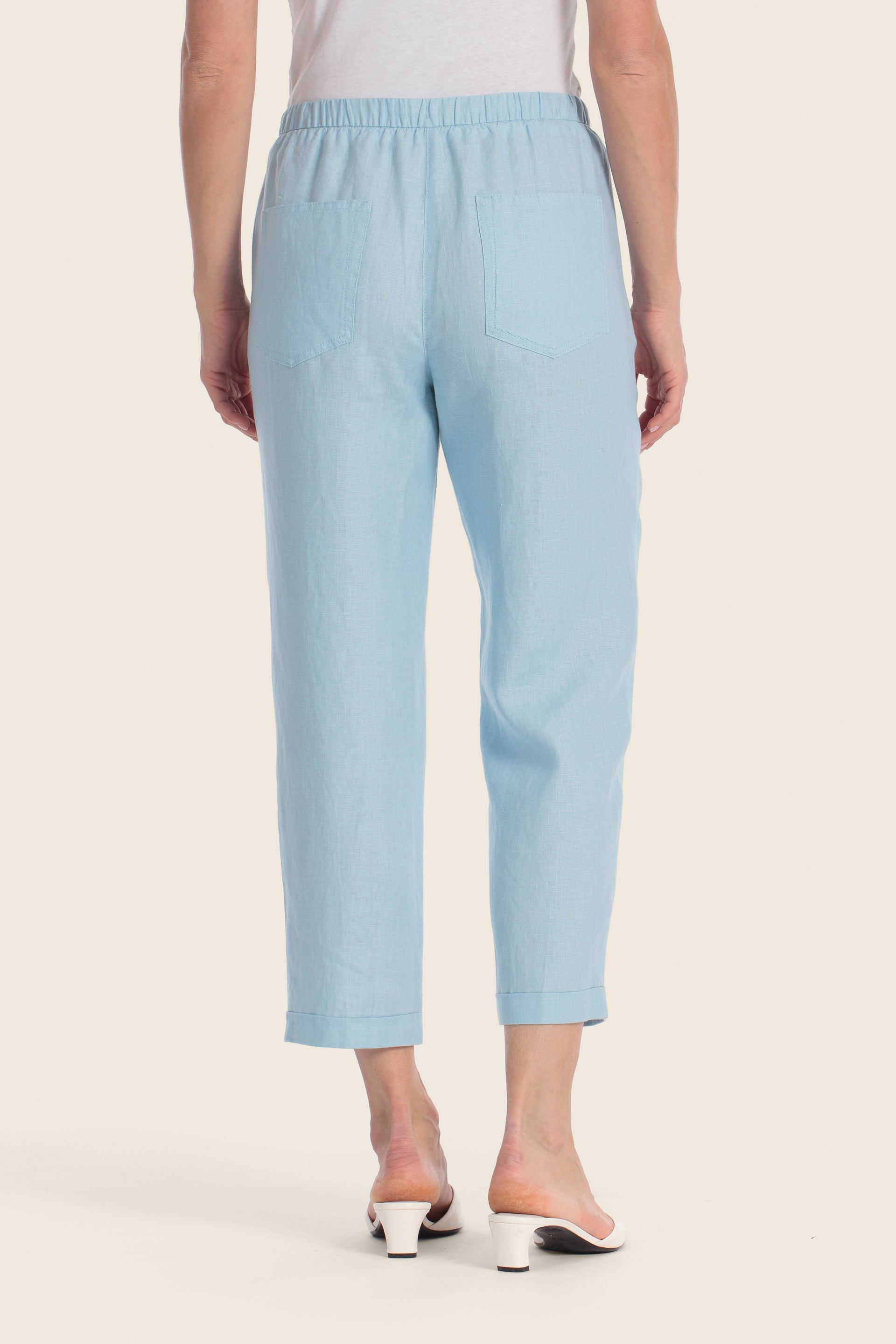 Leinenhose mit elastischem Bund und Kordel