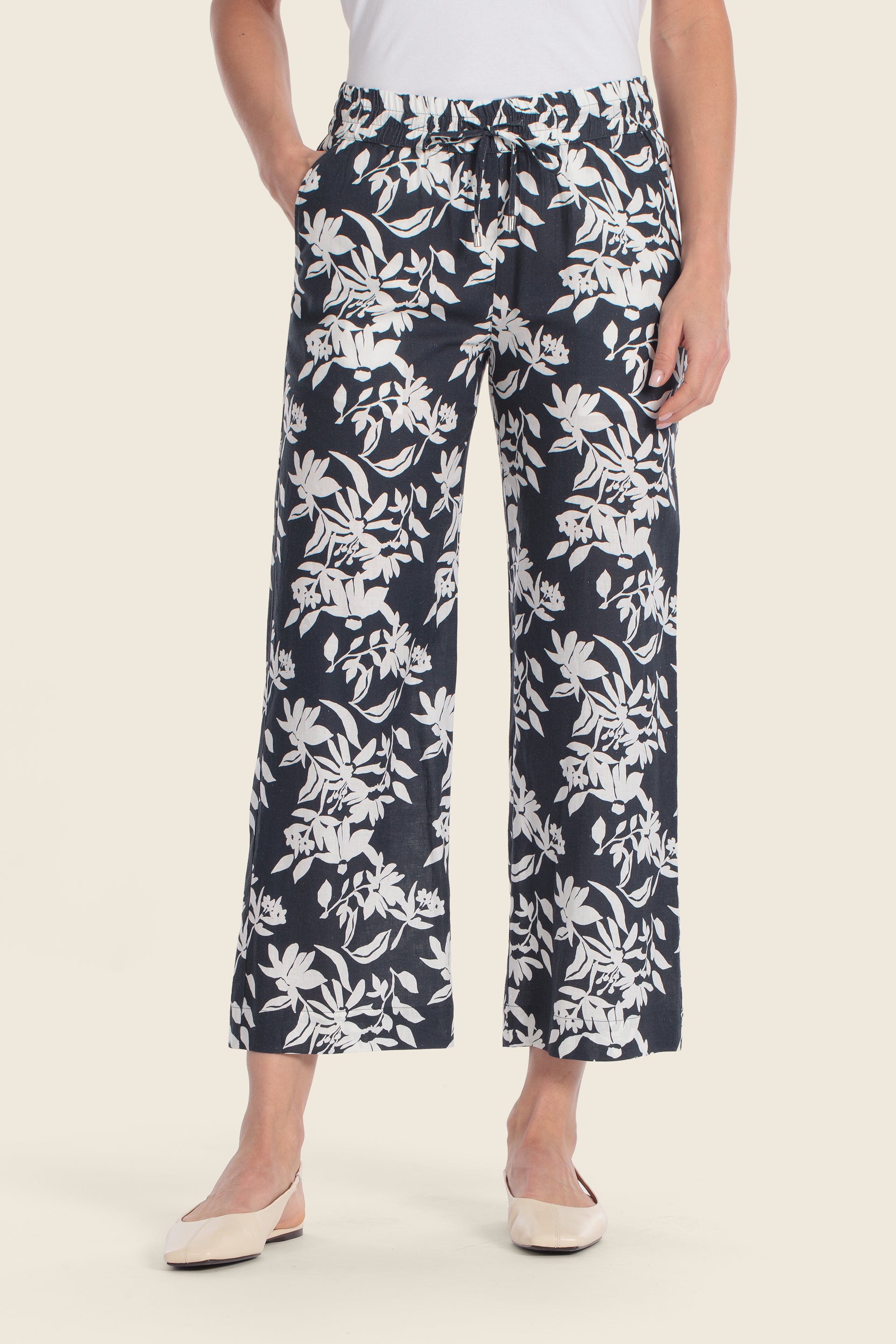 Bedruckte Culotte-Hose mit elastischem Bund