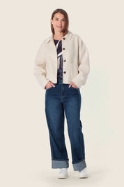 Kurzer Wollmantel mit Patch Taschen