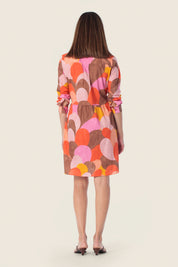 Hemdblusenkleid aus bedruckter Baumwolle mit geometrischem Muster