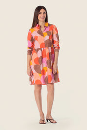 Hemdblusenkleid aus bedruckter Baumwolle mit geometrischem Muster