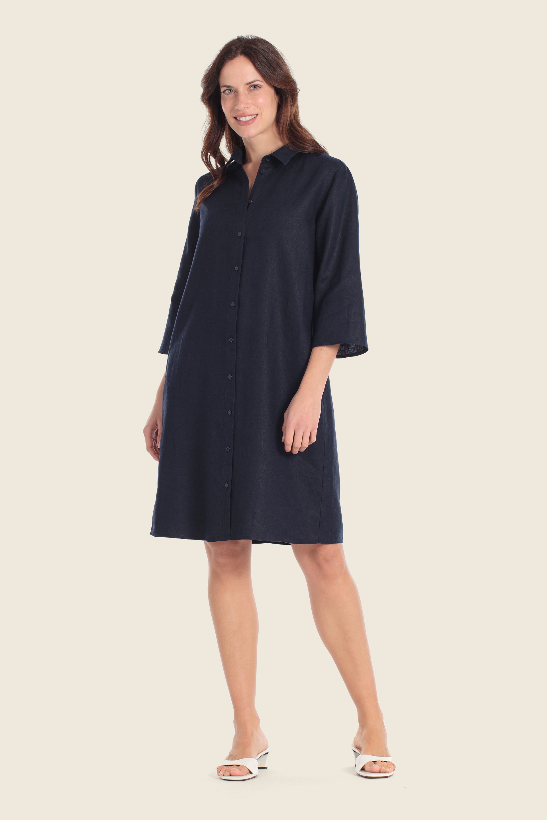 Leinenhemdkleid mit Knopfleiste