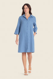 Leinenhemdkleid mit Knopfleiste