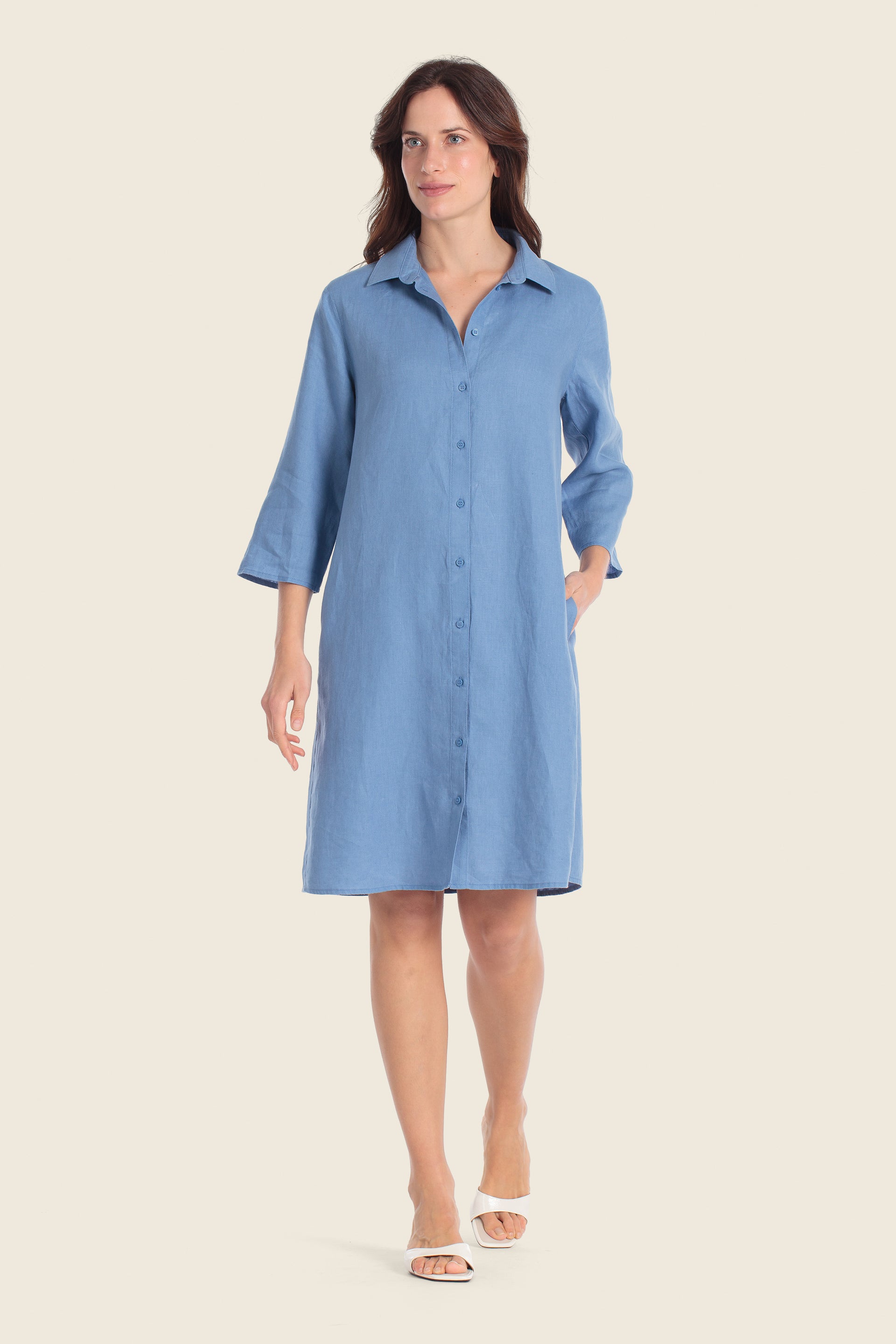 Leinenhemdkleid mit Knopfleiste