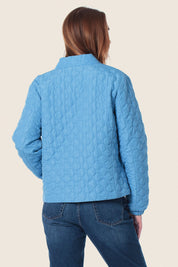 Blaue Steppjacke mit Rundquiltmuster
