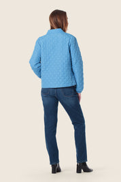 Blaue Steppjacke mit Rundquiltmuster