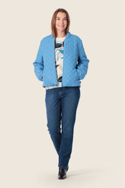 Blaue Steppjacke mit Rundquiltmuster