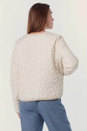 Beige Steppjacke mit Rundquiltmuster
