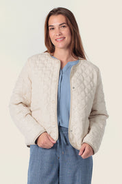 Beige Steppjacke mit Rundquiltmuster