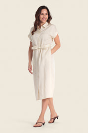 Hemdblusenkleid aus Tencel-Leinen mit Gürtel