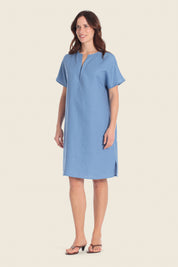 Leinenkleid mit V-Ausschnitt