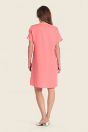 Leinenkleid mit V-Ausschnitt