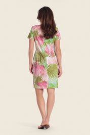 Bedrucktes Stretch-Baumwollkleid mit tropischem Muster