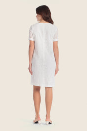 Midikleid aus strukturierter Baumwolle mit Reißverschluss hinten