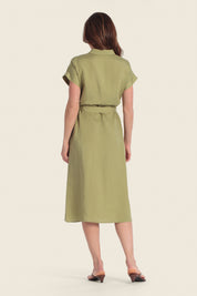 Hemdblusenkleid aus Lyocell-Mischgewebe mit Taillengürtel