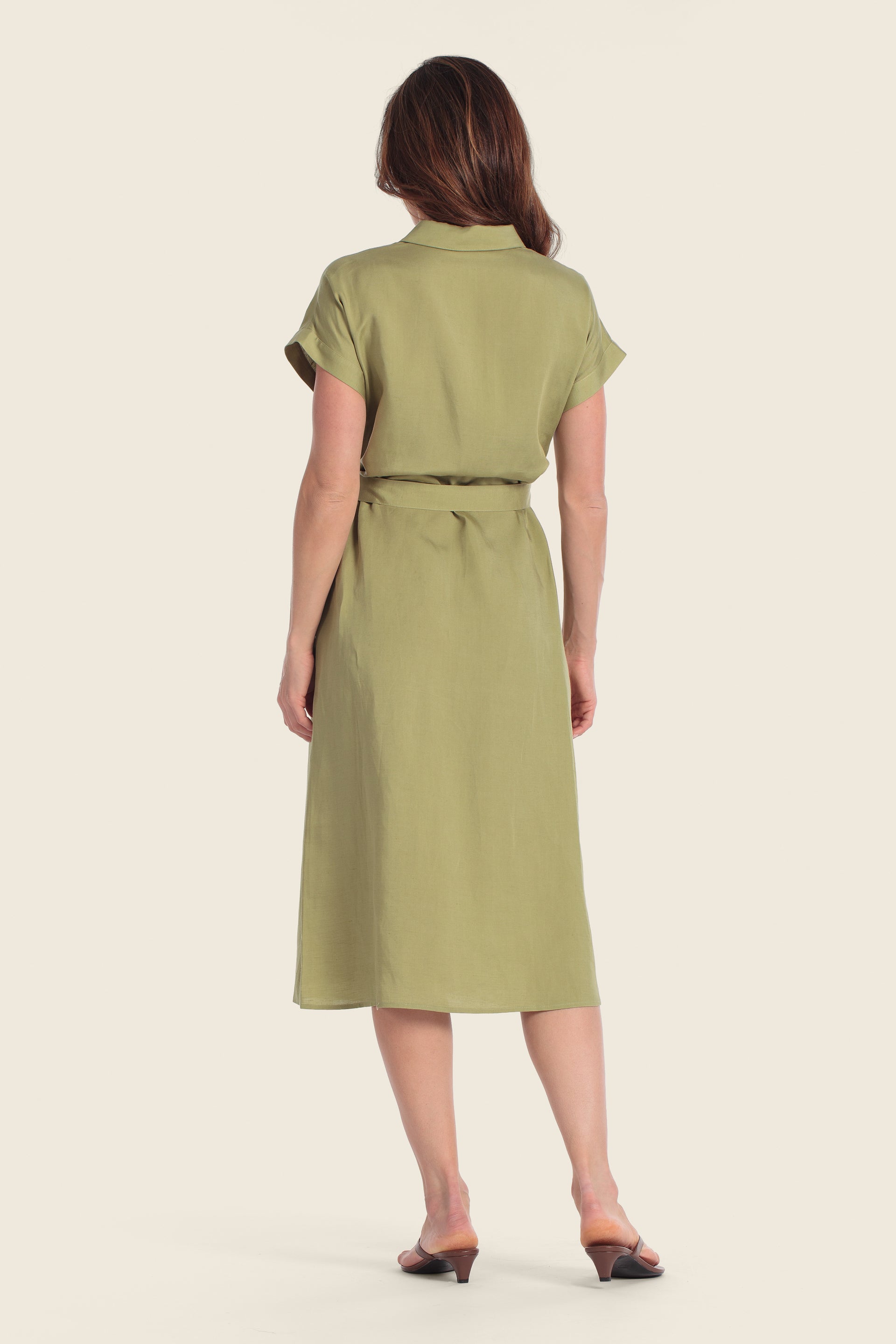 Hemdblusenkleid aus Lyocell-Mischgewebe mit Taillengürtel