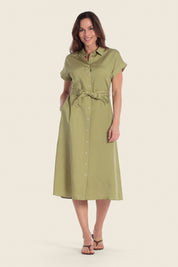 Hemdblusenkleid aus Lyocell-Mischgewebe mit Taillengürtel