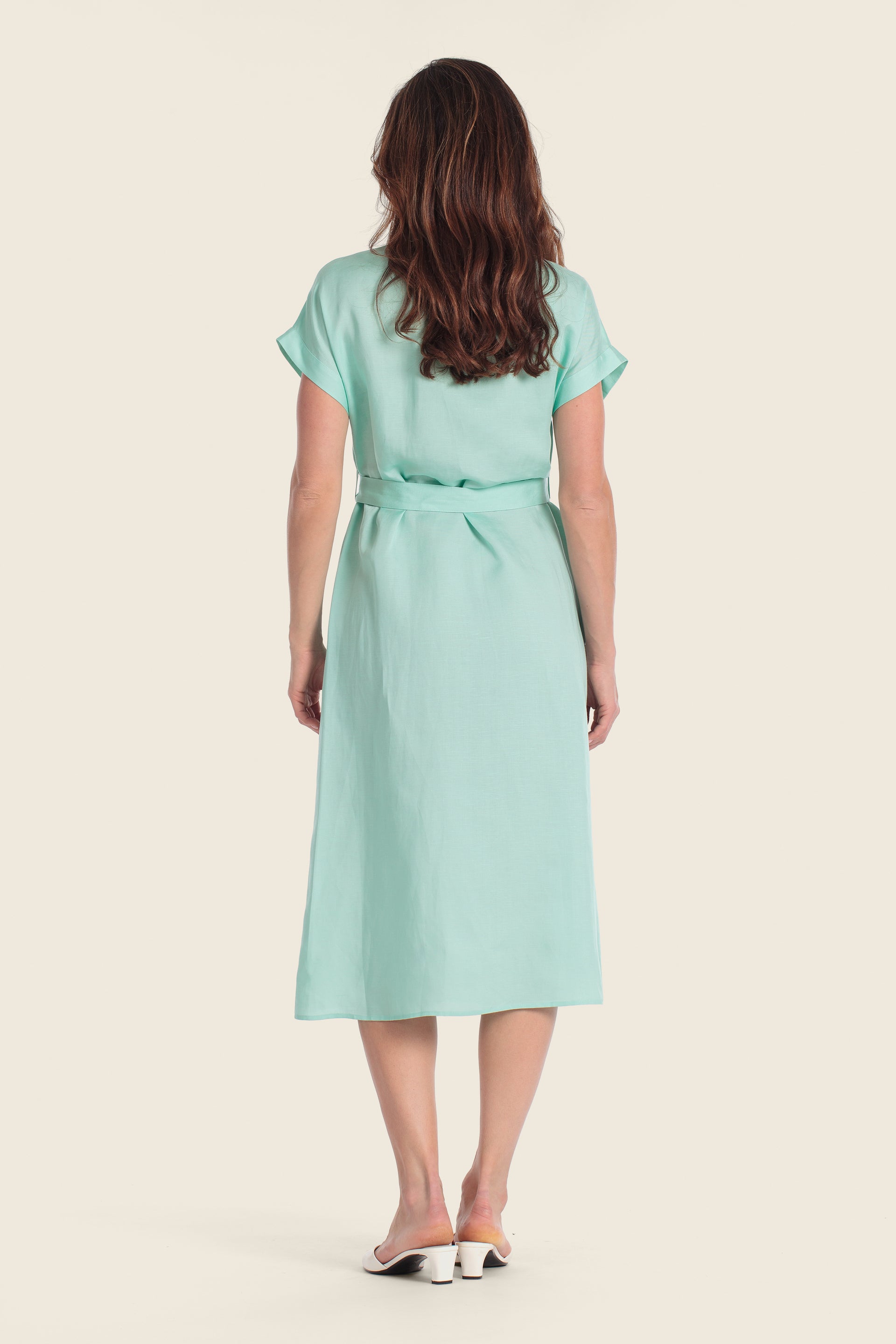 Hemdblusenkleid aus Lyocell-Mischgewebe mit Taillengürtel