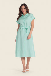 Hemdblusenkleid aus Lyocell-Mischgewebe mit Taillengürtel