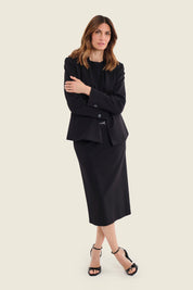 Blazer aus Punto-Milano-Jersey mit Pattentaschen, Schwarz