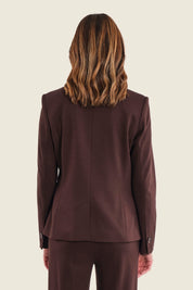 Blazer aus Punto-Milano-Jersey mit Pattentaschen, Kaffeebraun