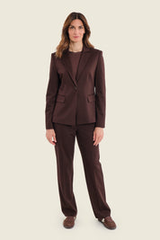 Blazer aus Punto-Milano-Jersey mit Pattentaschen, Kaffeebraun