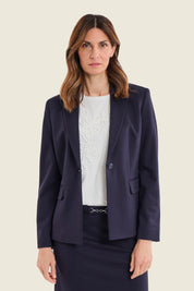 Blazer aus Punto-Milano-Jersey mit Pattentaschen, Nachtblau