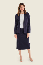 Blazer aus Punto-Milano-Jersey mit Pattentaschen, Nachtblau