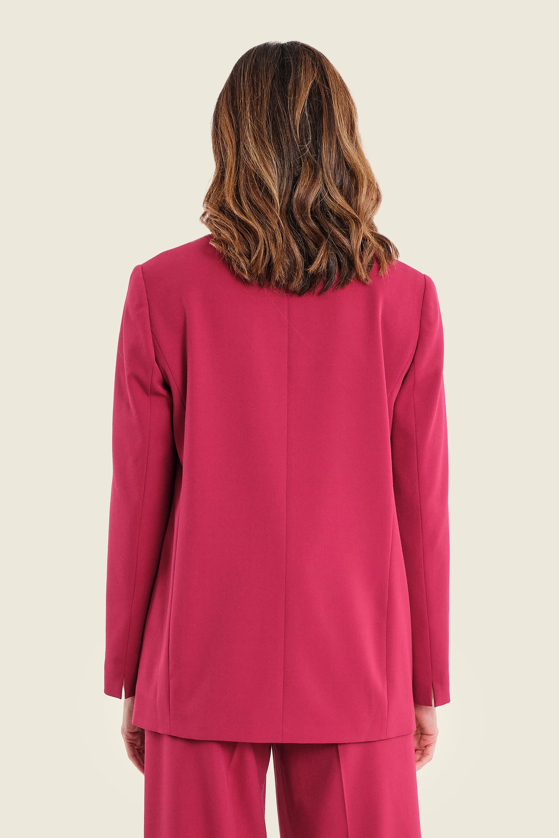 Taillierter Blazer mit Paspeltaschen, Rubinrot