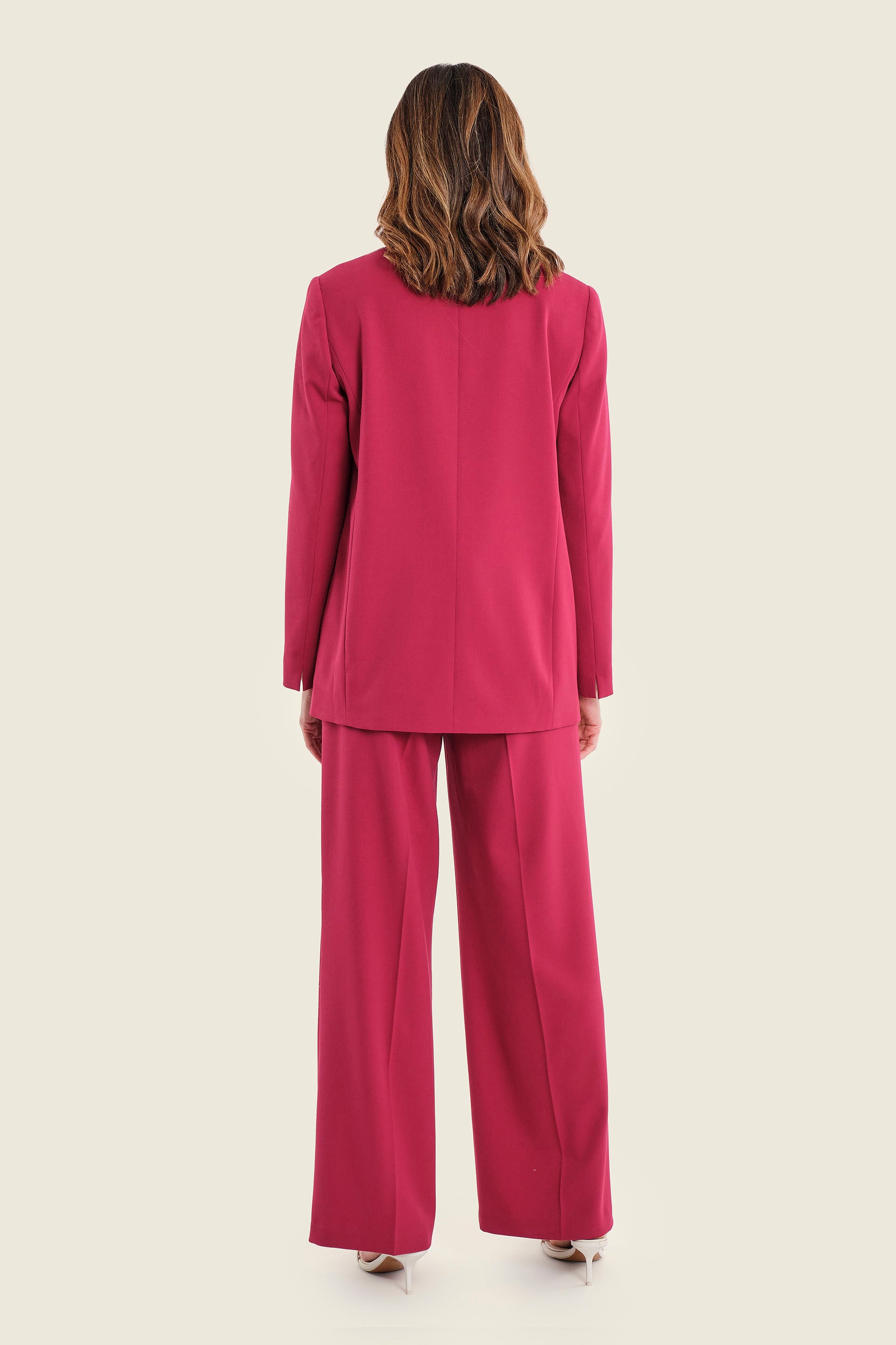 Taillierter Blazer mit Paspeltaschen, Rubinrot