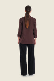 Taillierter Blazer mit Paspeltaschen, Pflaumenbraun