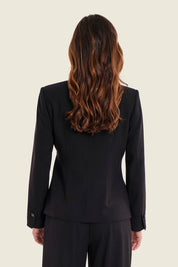 Wickelblazer aus Wollmischung mit Bindeband, Schwarz