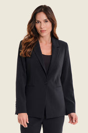 Klassischer Blazer mit Zweiknopfverschluss, Schwarz