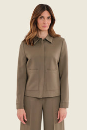 Kurze Jacke mit Hemdkragen und aufgesetzten Taschen, Meeresgrün