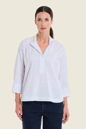 Leichte Bluse mit Stehkragen, Weiß