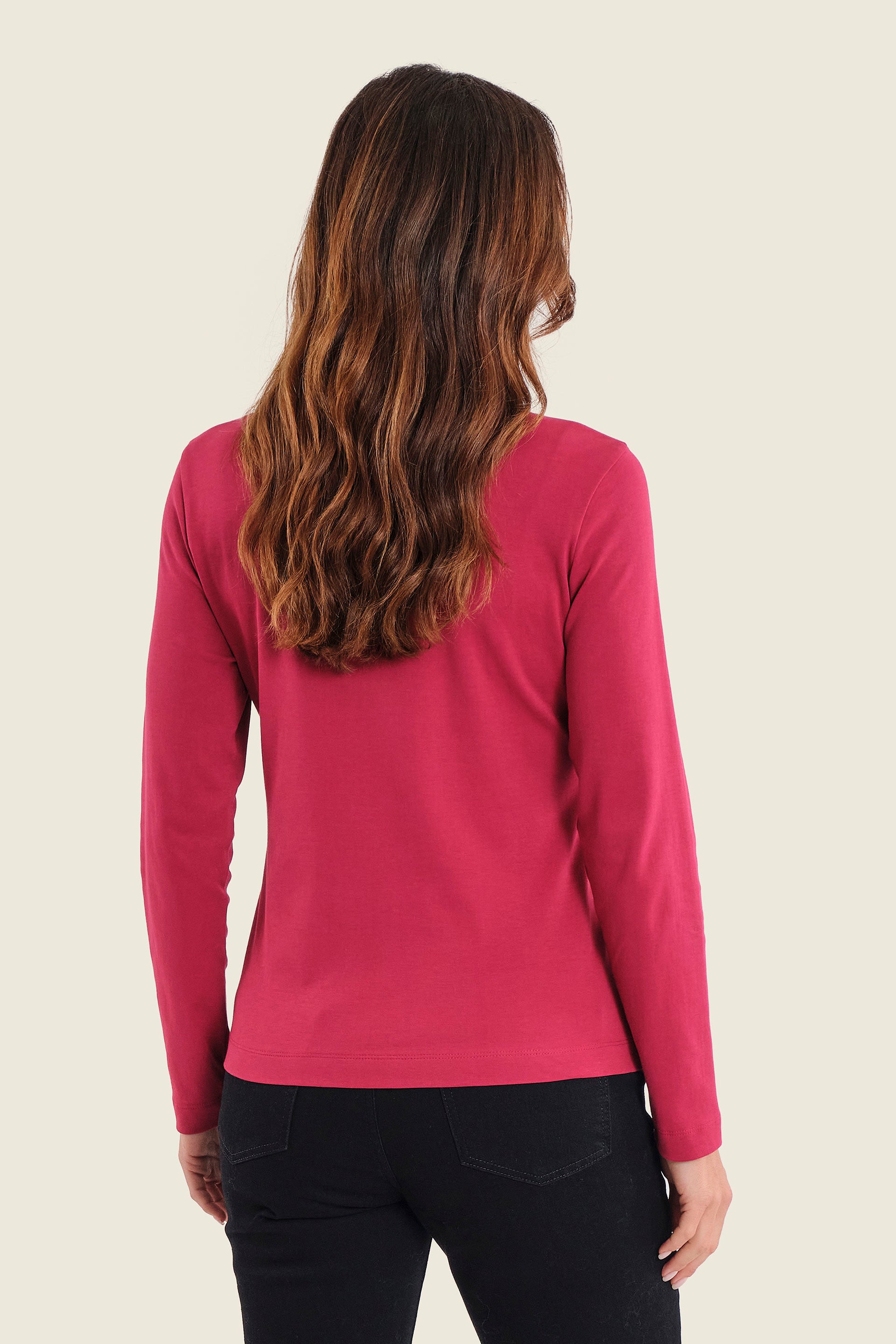Poloshirt aus Baumwolle mit offenem Kragen, Rubinrot