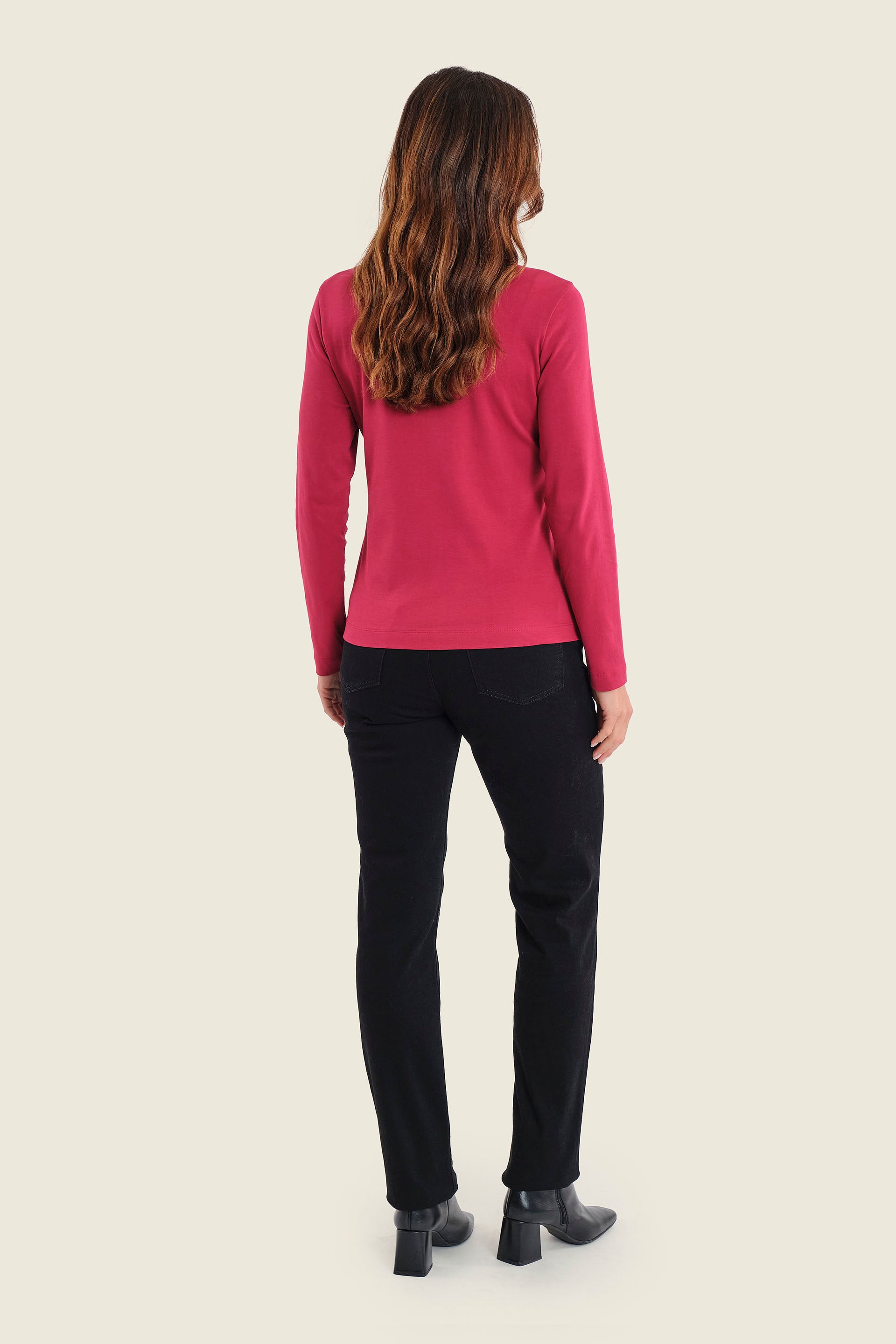 Poloshirt aus Baumwolle mit offenem Kragen, Rubinrot
