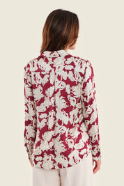 Viskosebluse mit Blumendruck, Aquarellblüten
