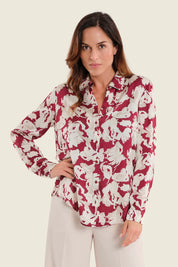 Viskosebluse mit Blumendruck, Aquarellblüten
