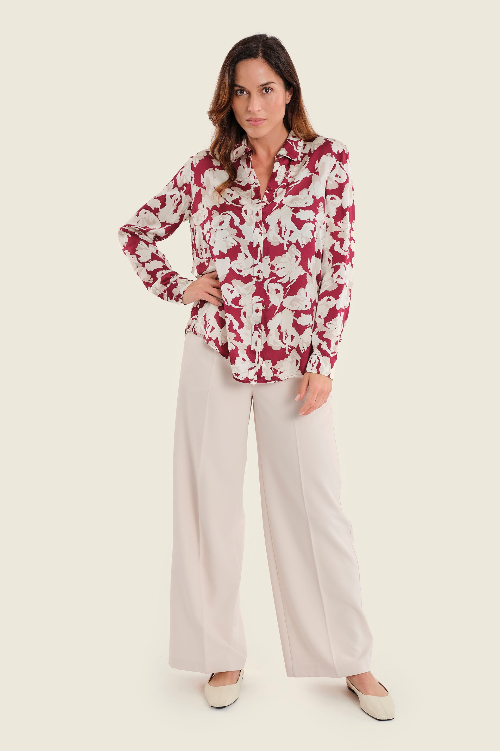 Viskosebluse mit Blumendruck, Aquarellblüten