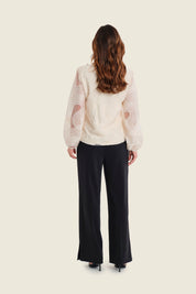 Strukturbluse mit Rundhalsausschnitt, Weiß