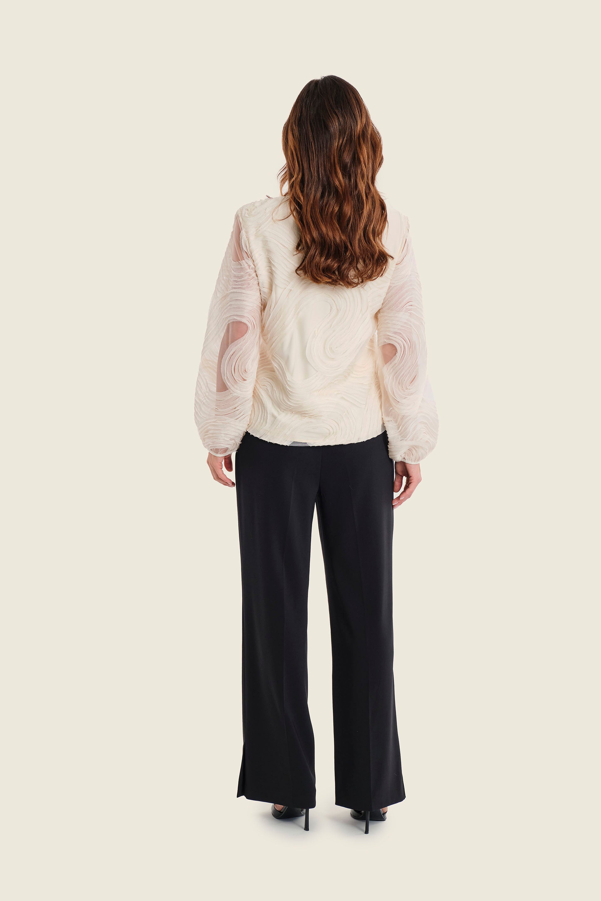 Strukturbluse mit Rundhalsausschnitt, Weiß