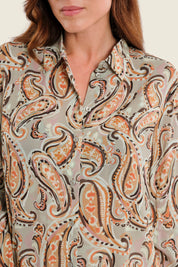 Hemdbluse aus Viskose mit Paisleydruck, Herbstbunt