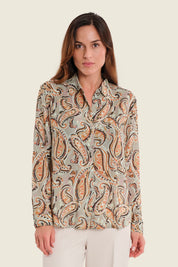 Hemdbluse aus Viskose mit Paisleydruck, Herbstbunt