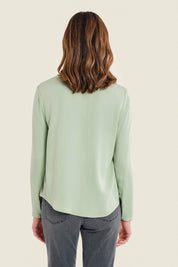 Viskosebluse mit Zierblende, Moosgrün
