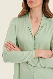 Viskosebluse mit Zierblende, Moosgrün