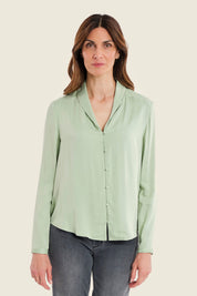 Viskosebluse mit Zierblende, Moosgrün