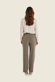 Viskosebluse mit Zierblende, Eichenbeige