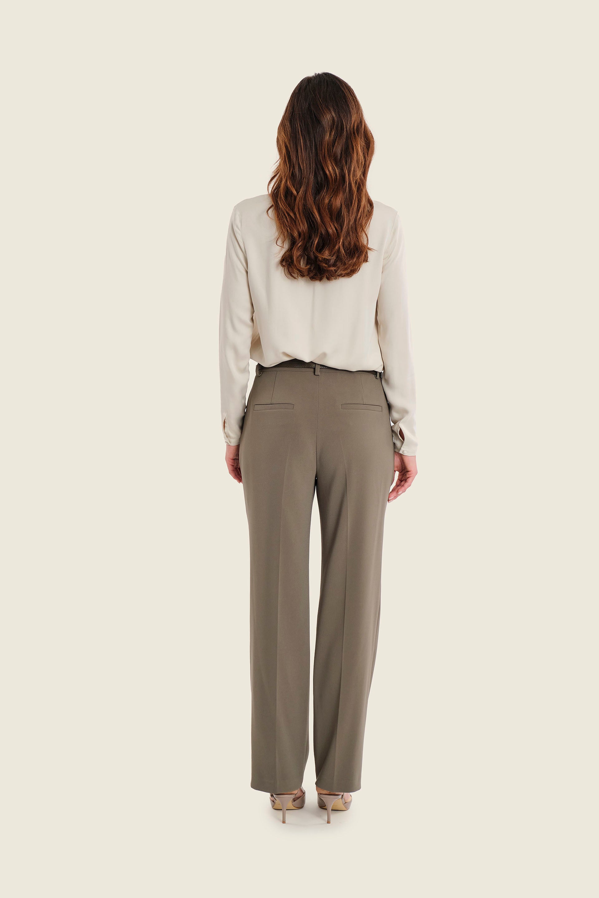 Viskosebluse mit Zierblende, Eichenbeige